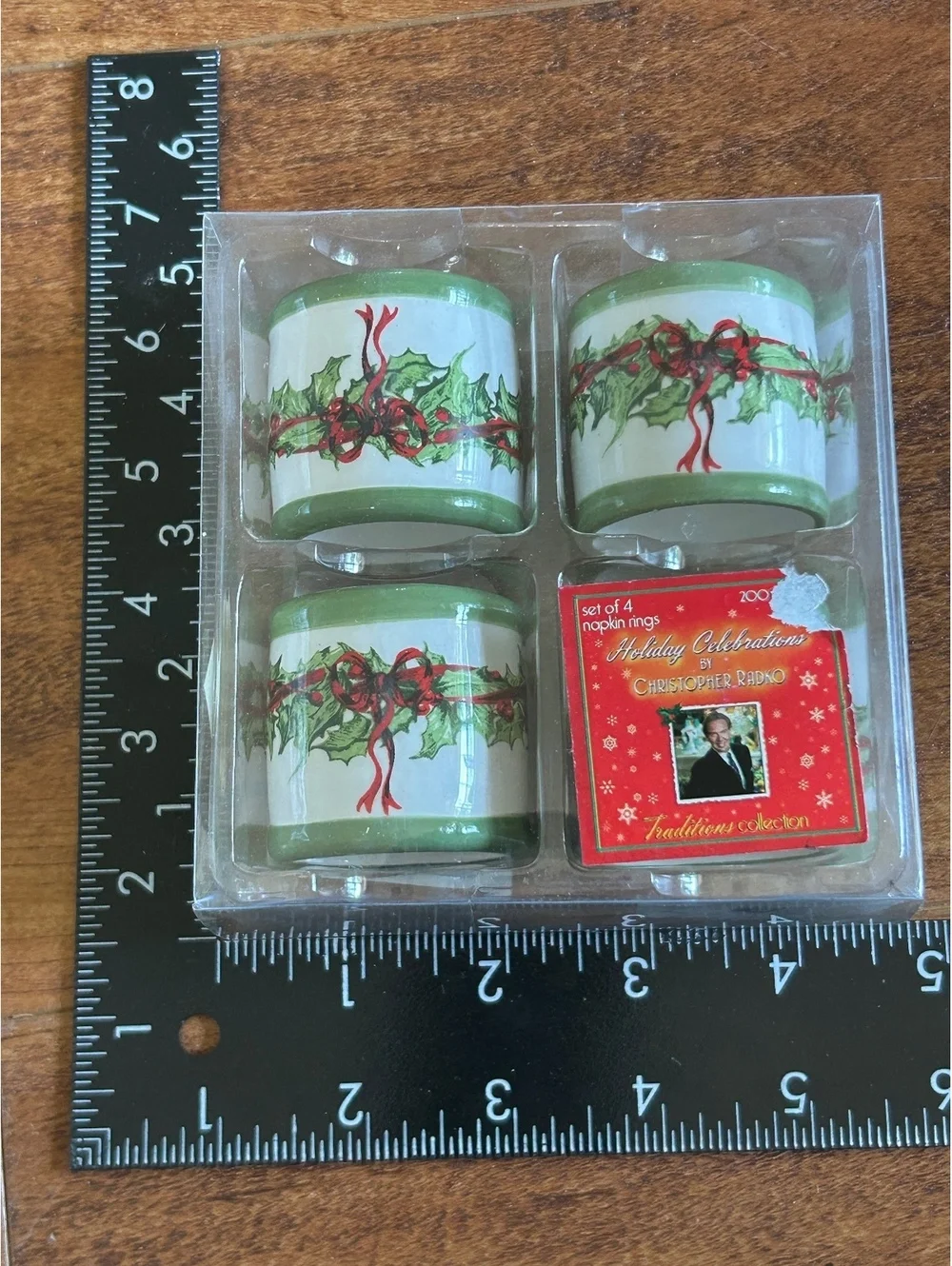 Christopher Radko Holiday Celebrations Set of 4 Napkin Rings